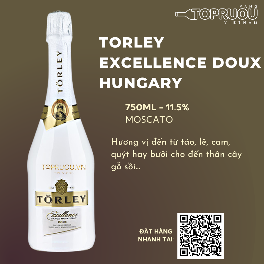[TopRuouVietNam] Rượu Vang Nổ Torley Excellence Doux Sparkling 750ml [Hàng Thật]