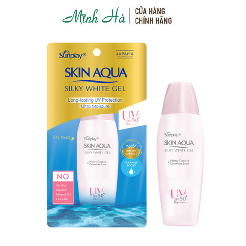 Gel chống nắng dưỡng da trắng mượt Sunplay Skin Aqua Silky White Gel SPF50+/PA++++ 70g