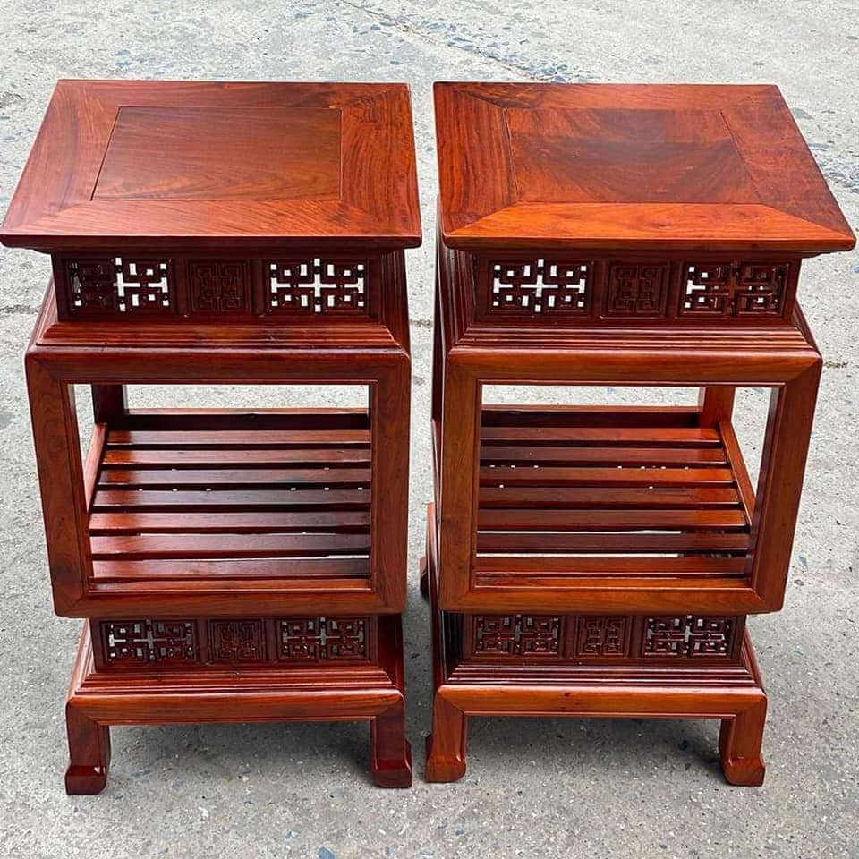Đôn đèn gỗ hương đá (cao 80cm, mặt 38x38 cm)