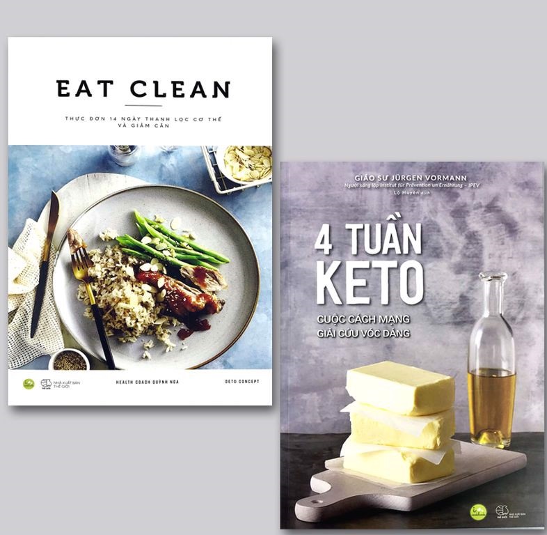 Nguyetlinhbook - Combo 2 cuốn:  Eat clean thực đơn 14 ngày thanh lọc cơ thể và giảm cân + 4 tuần keto cuộc cách mạng giải cứu vóc dáng.