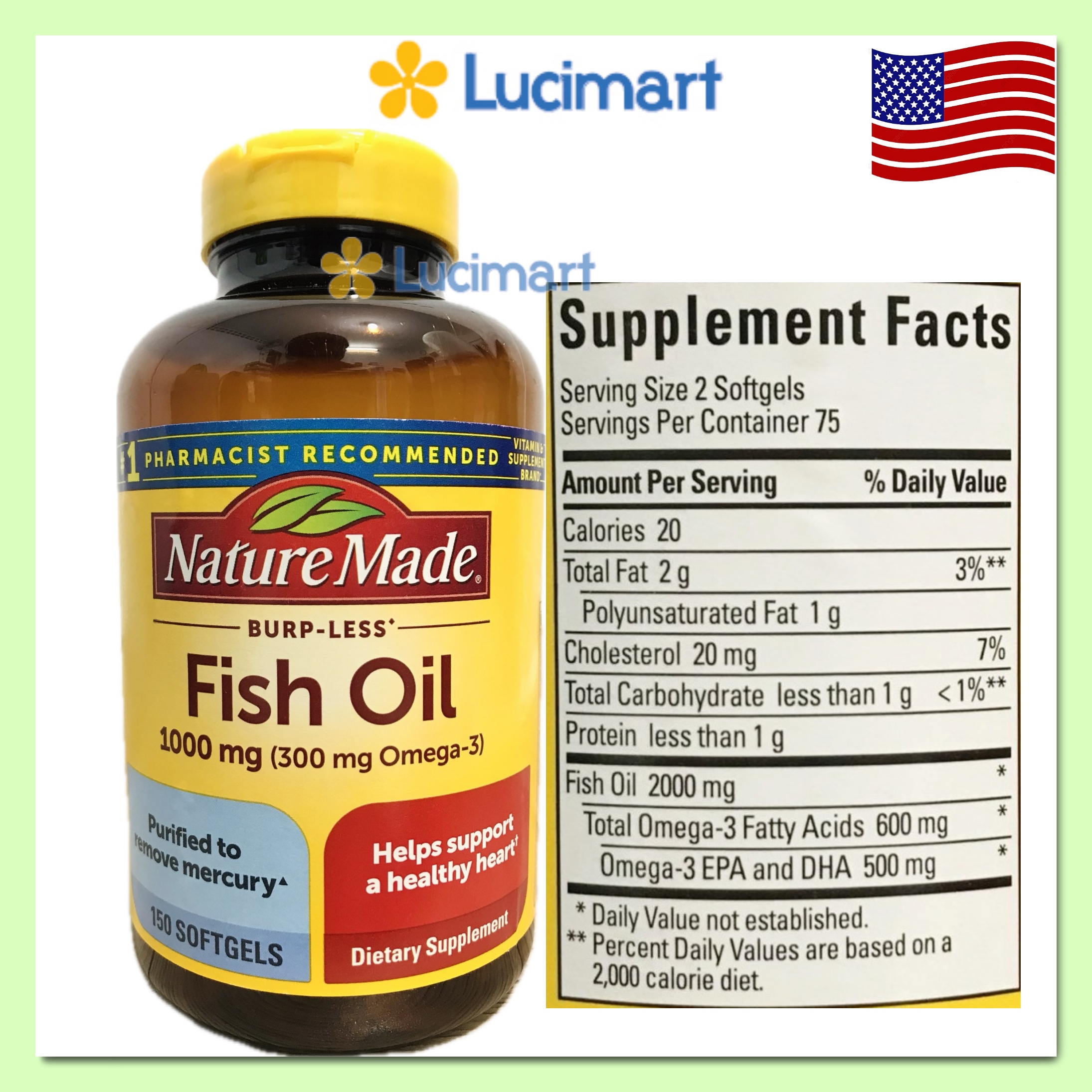 Viên uống dầu cá Omega-3 Fish Oil Nature Made [Hàng Mỹ]