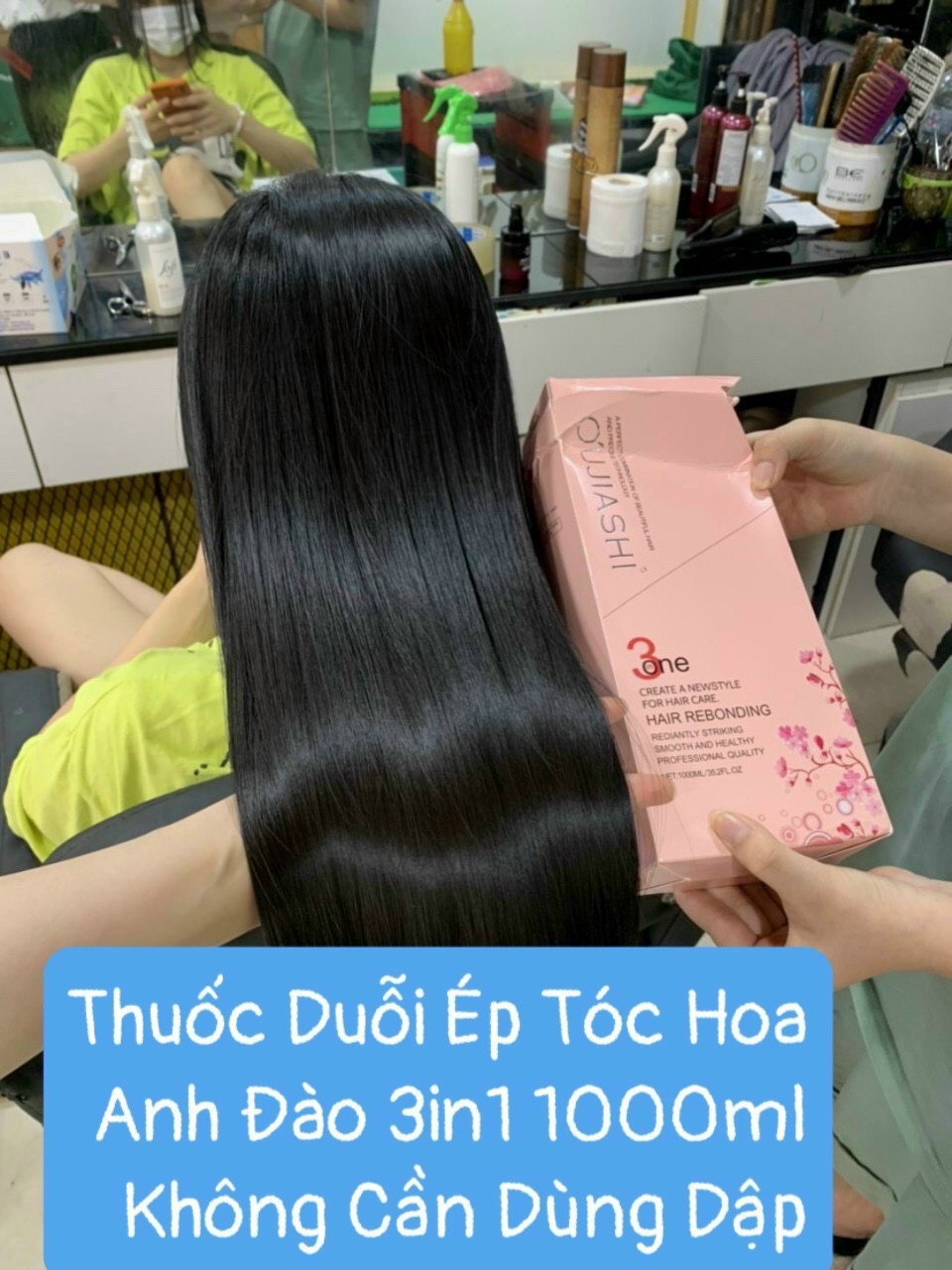Thuốc duỗi ép tóc hoa anh đào 3in1 1000ml không cần dùng dập lần 2