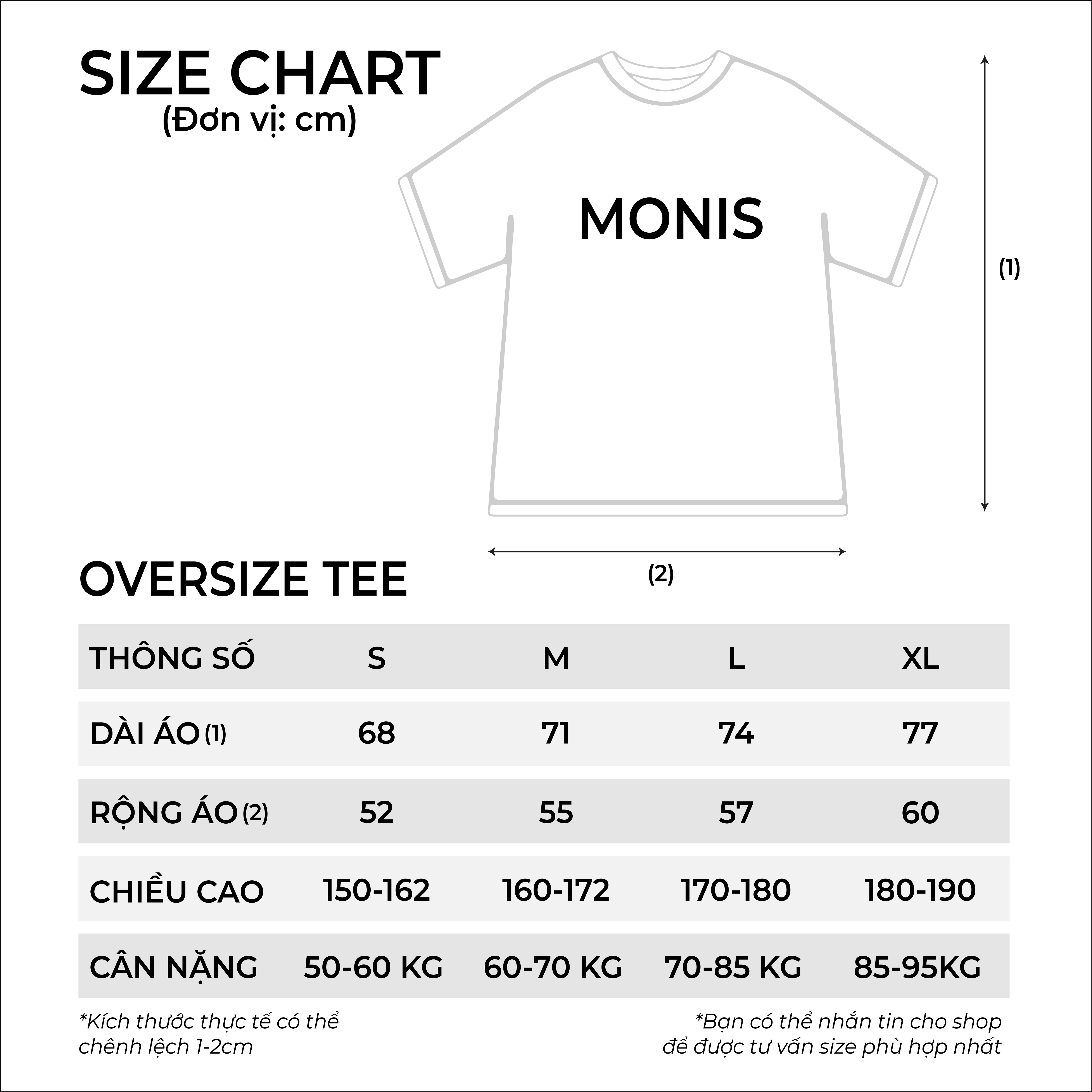 ÁO THUN UNISEX BASIC OVERSIZE IN NỔI 100% COTTON - MONIS CHÍNH HÃNG