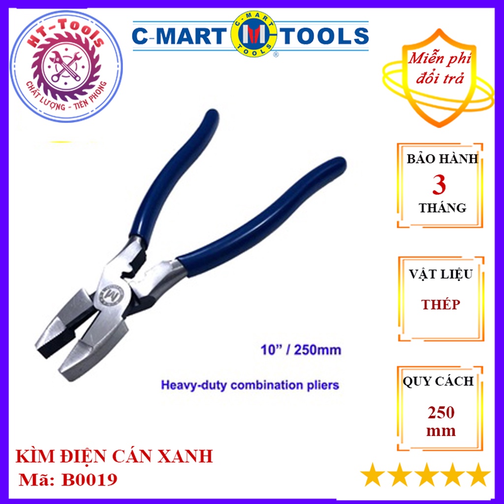 Kìm điện cán xanh b0019-10 c-mart