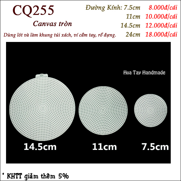 Canvas Tròn - Dùng làm khung túi ví đan móc len sợi Cq255