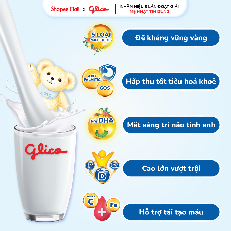 [COMBO 2 HỘP] SỮA BỘT GLICO 1 820G