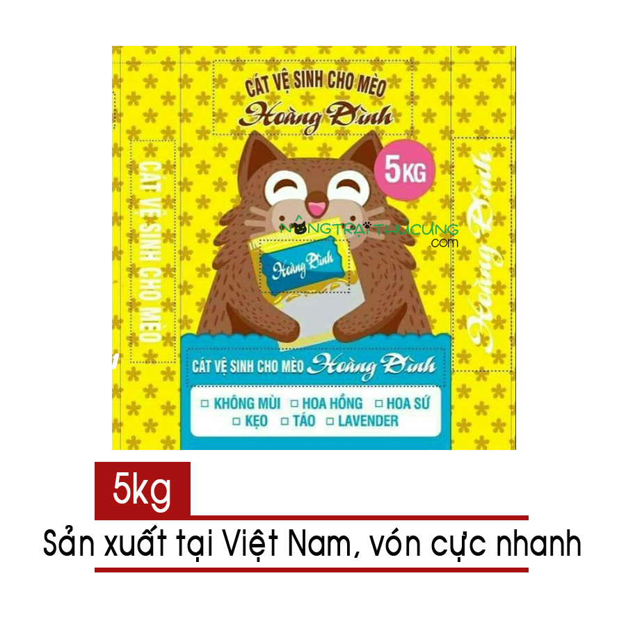 Cát vệ sinh mèo Hoàng Đình 5kg Không Mùi/ Có mùi - [Nông Trại Thú Cưng]