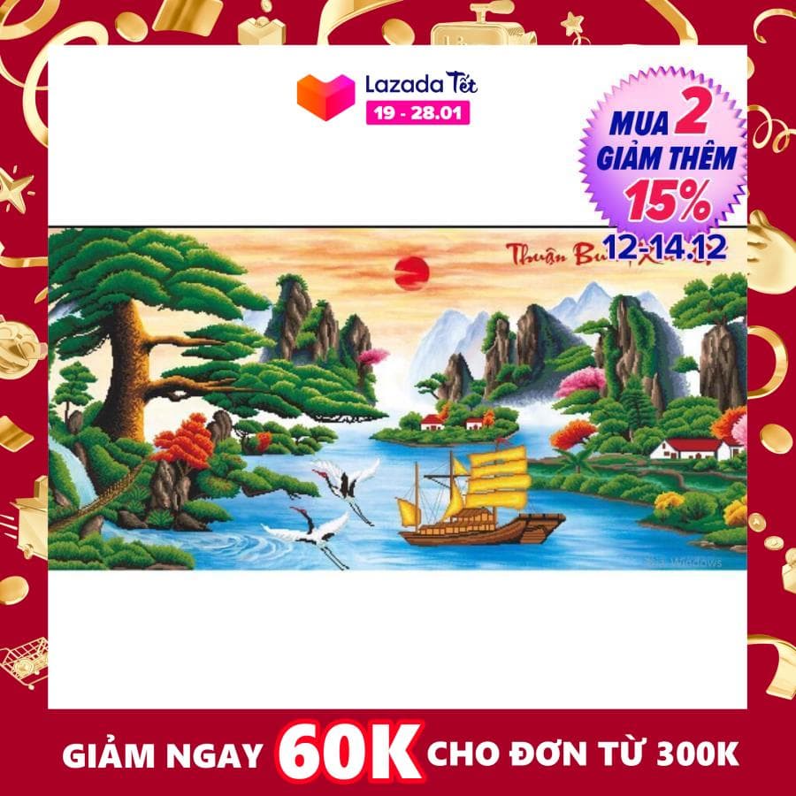 Tranh đính đá Thuận Buồm Xuôi Gió 77572 KT:121x52cm. Màu sắc tươi tắn, hạt đá ABC cao cấp.Vải chart in chuẩn 100%, hạt đá chất lượng cao Phụ kiện đầy đủ, in màu chính xác.Đây Là Bộ phụ Kiện, Không Phải tranh thành phẩm