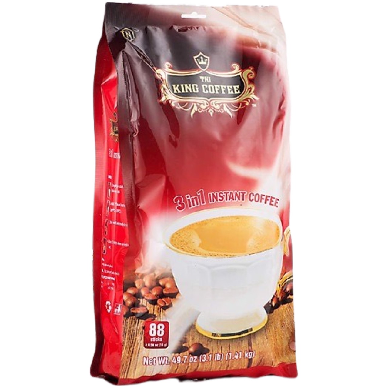 (TÚI 88 GÓI) Cà phê Sữa KING COFFEE 3in1 - Cà phê hòa tan Ít Sữa Ngon