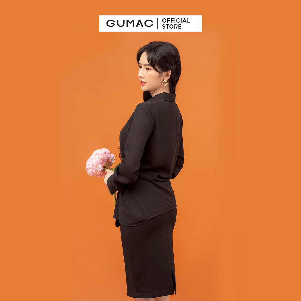 [15 - 17.5 | TẶNG QUÀ đơn từ 499K] Áo sơ mi nữ phối đai  mẫu mới GUMAC AB854