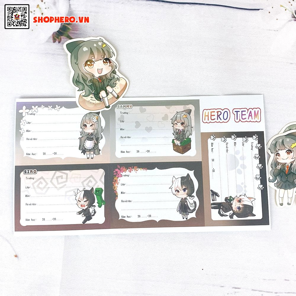 Sét 30 nhãn vở Hero Team