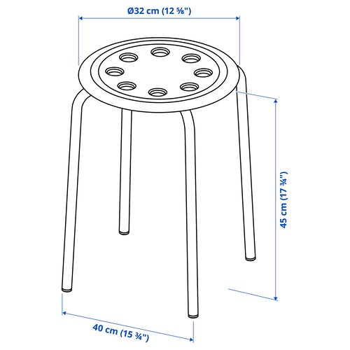 GHẾ ĐẨU TRÒN MARIUS IKEA - TRẮNG 45 cm