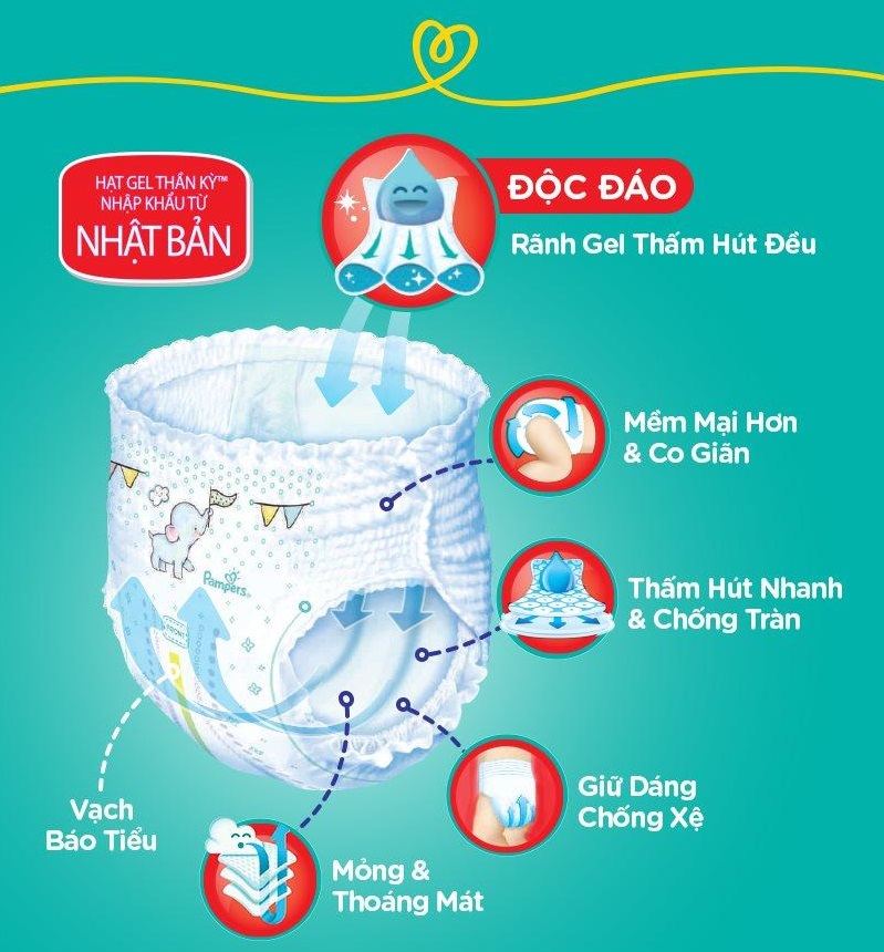 Tã Quần Pampers Giữ Dáng Mới Gói Đại L54 (size L - 54 miếng)