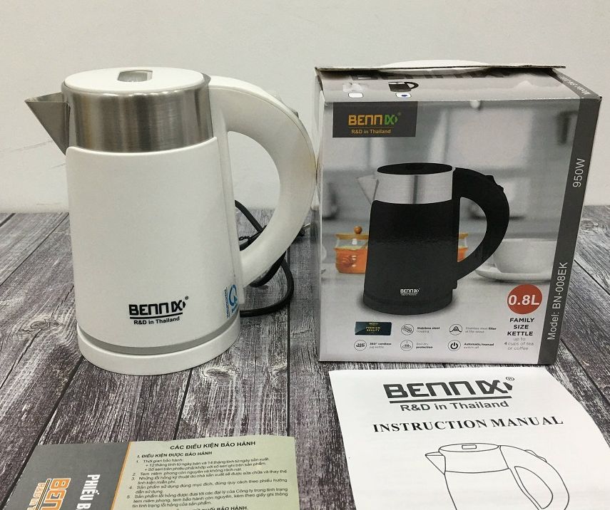 Ấm Siêu Tốc Inox 2 Lớp Bennix BN-008EK (800ml)