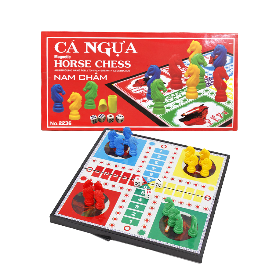 Đồ chơi giải trí bộ bàn cờ cá ngựa nam châm bằng nhựa 28 x 29 cm cỡ to loại đẹp cho 2-4 người chơi
