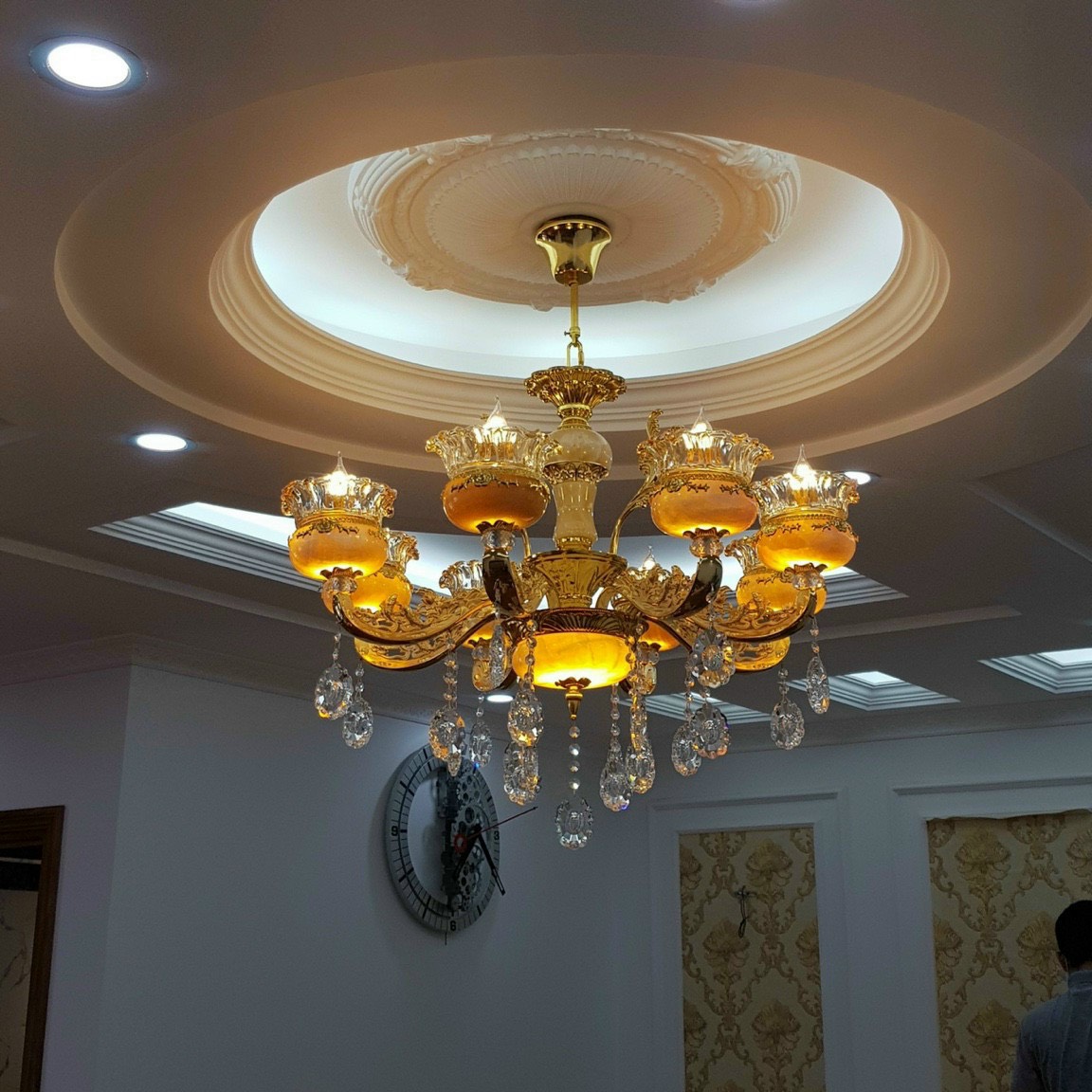 Đèn chùm MONSKY SIRVA pha lê trang trí nội thất sang trọng 15 tay - kèm bóng LED chuyên dụng.