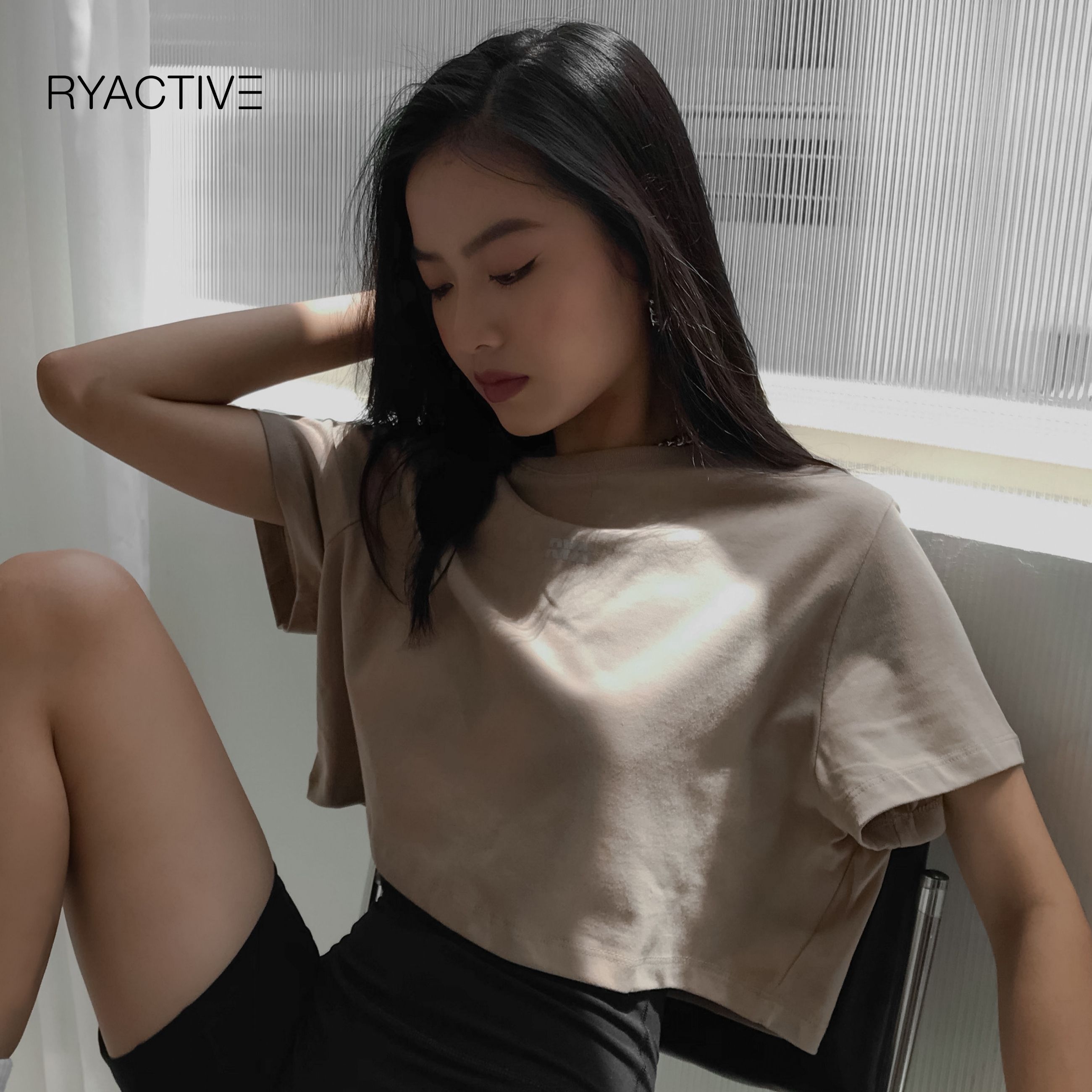 Áo thun croptop freesize RYACTIVE - COMFY CROPTOP Caramel