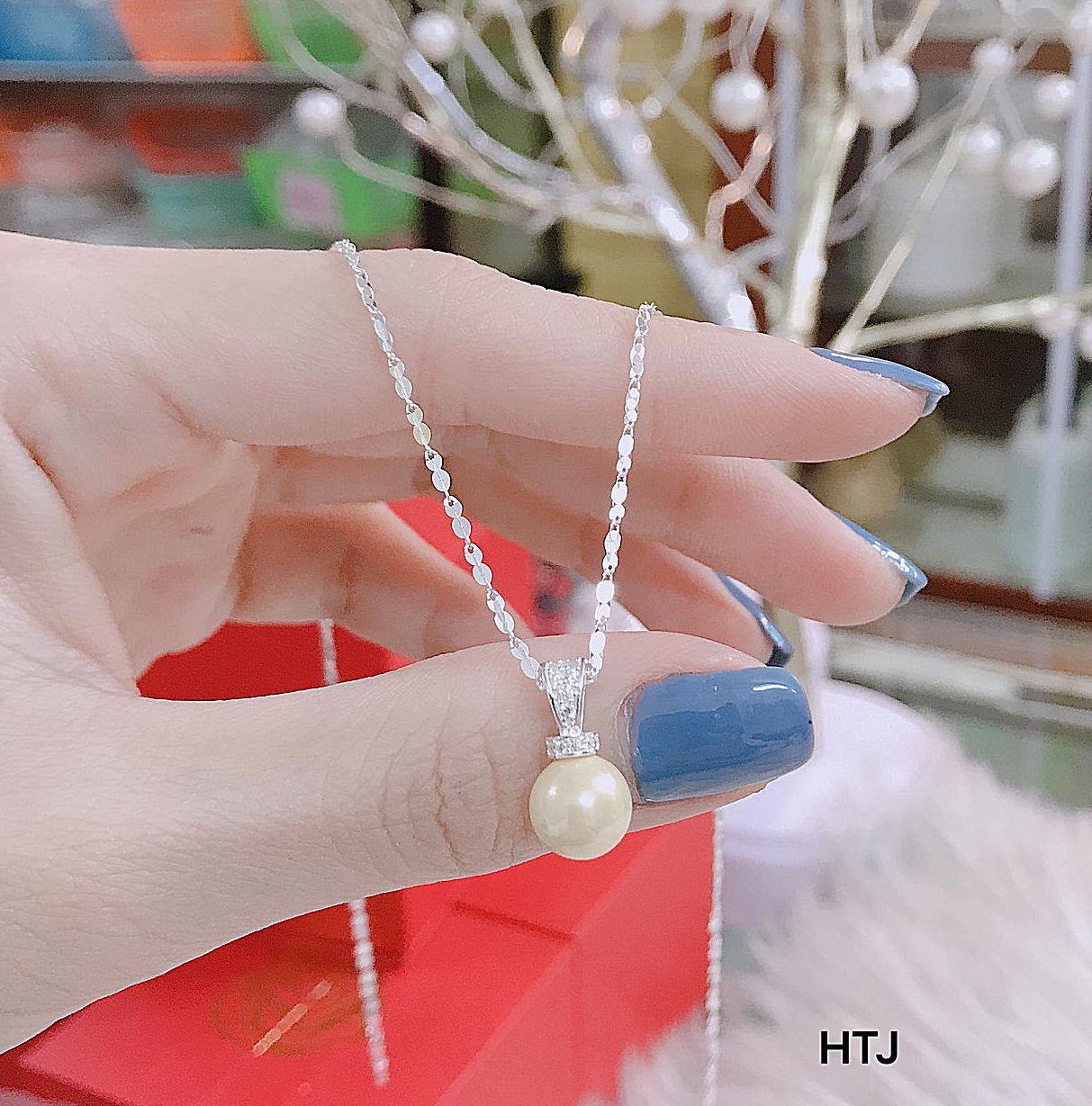 Dây chuyền nữ bạc Ý mặt hạt trai MS115d