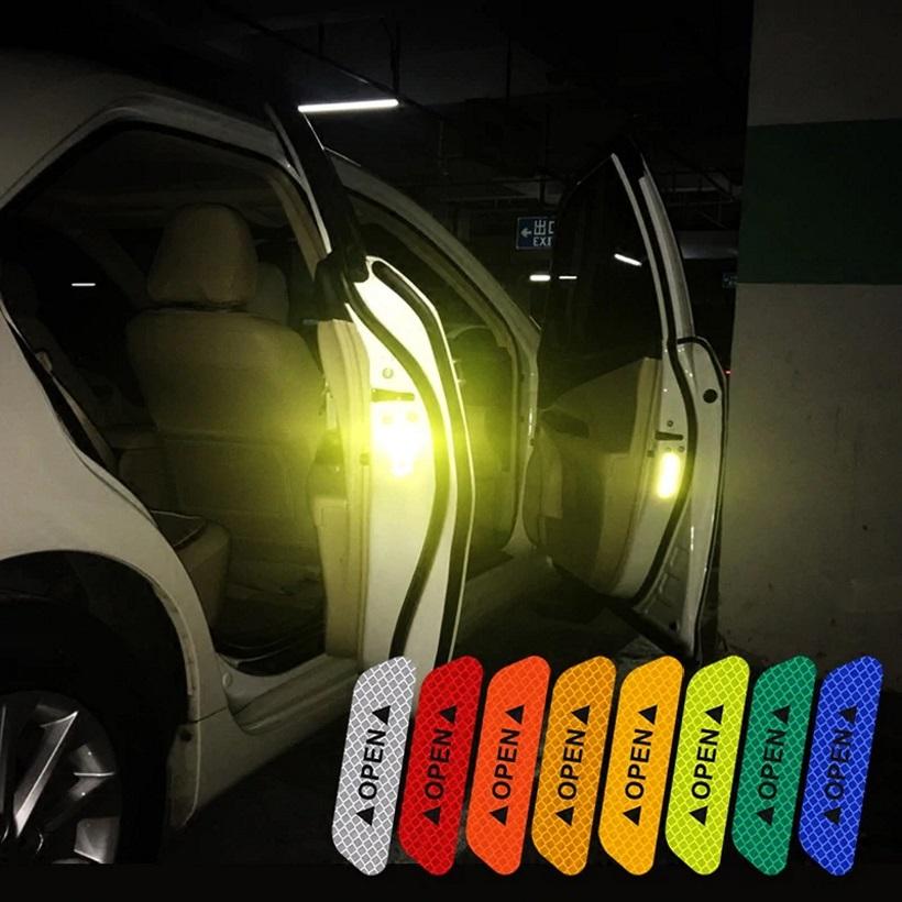 Combo 4 miếng Decal phản quang cảnh báo cửa đang mở cho ô tô - Tem phản quang cảnh báo cửa xe đang mở
