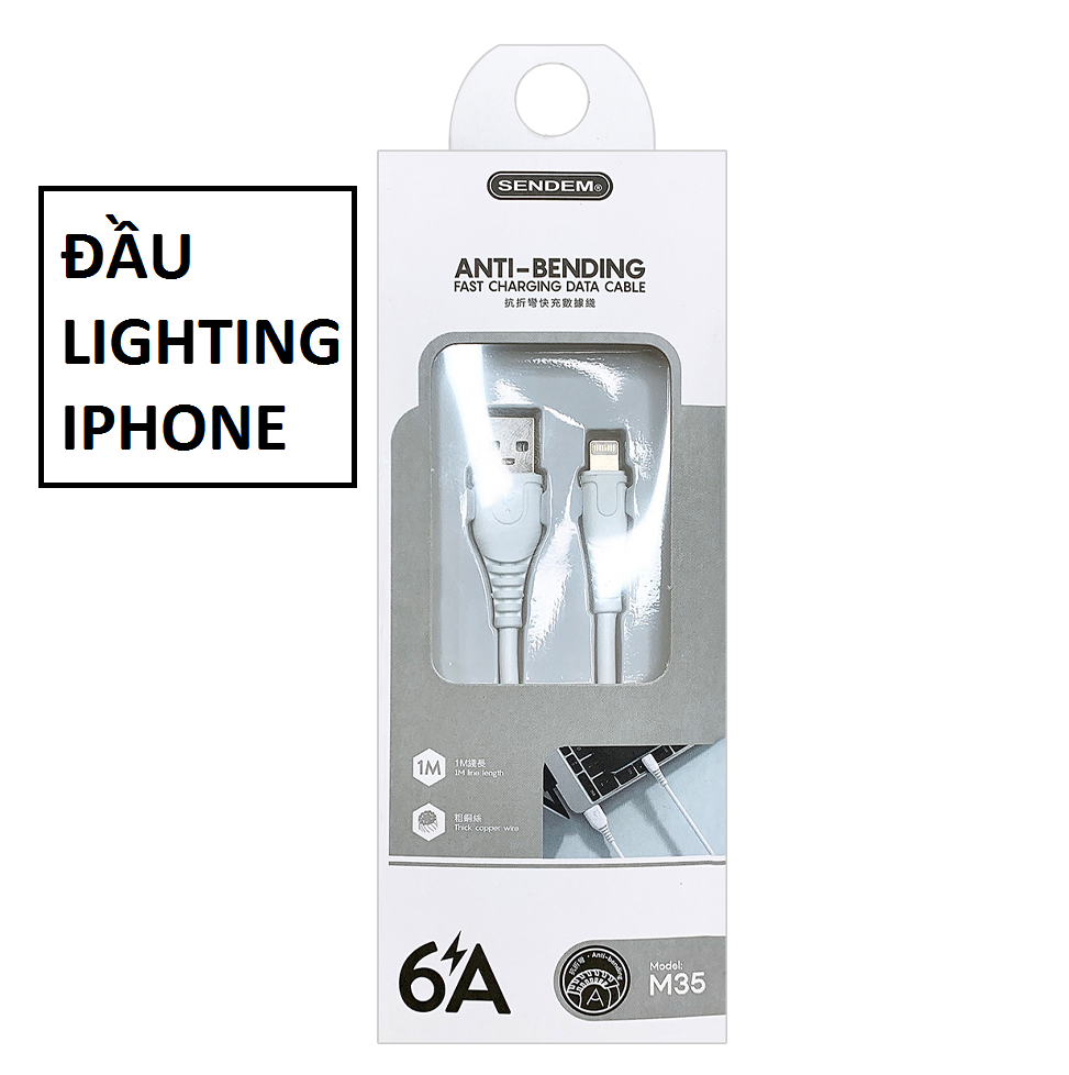 Dây sạc Cáp Sạc M35 Sendem 1M Iphone lightning - typec - cap sac - dây sac - sam sung - Type-C - day sac đa năng lõi đồng