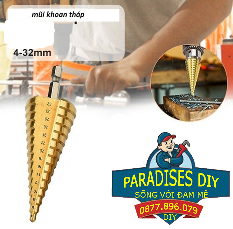 Mũi khoan tháp 4 -32 mm chuôi lục giác