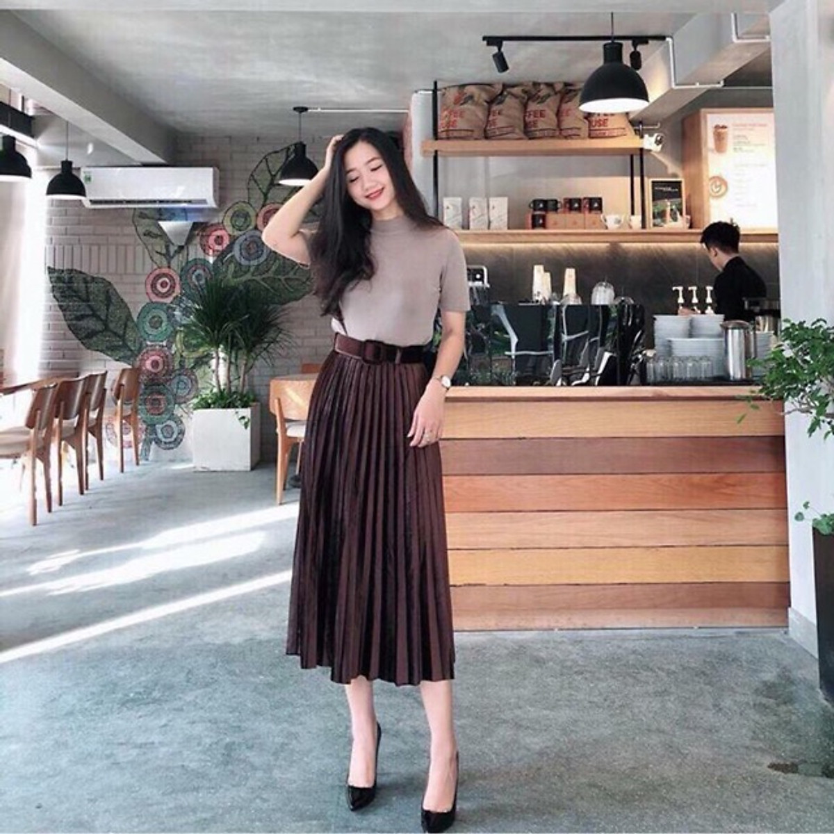 Chân váy dập ly kèm đai - Mix gì cũng đẹp