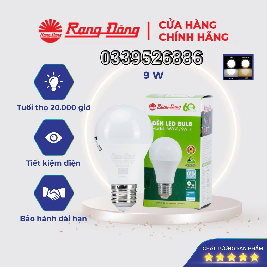 Bóng đèn LED bulb 9W Rạng Đông - SAMSUNG ChipLED