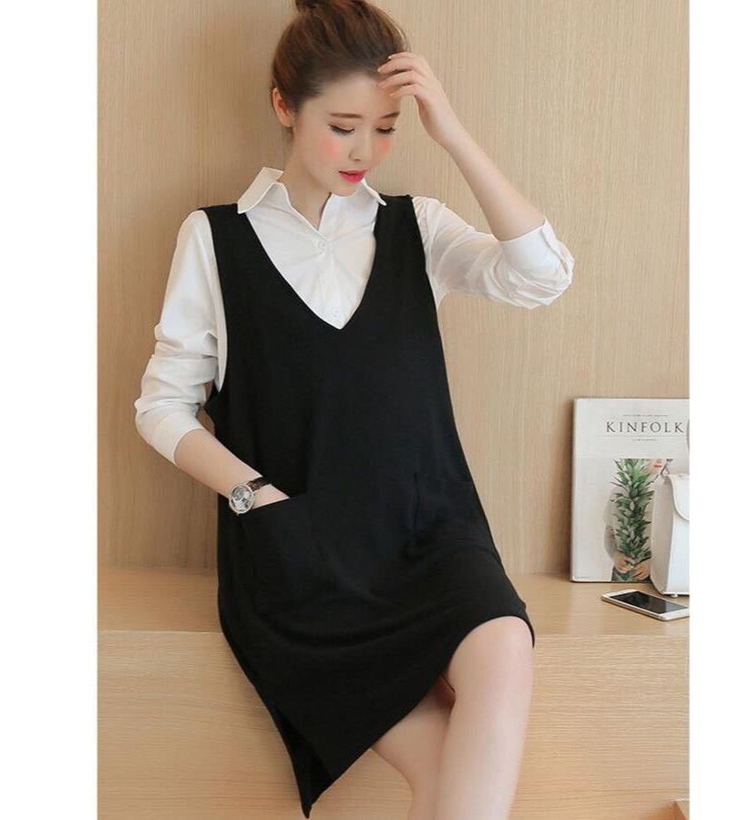 Váy Bầu sét cắp yếm suông 45-70kg-đầm bầu dáng dài công sở