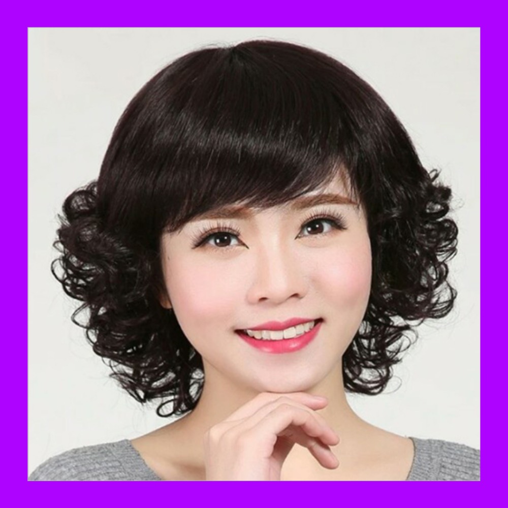 TẶNG LƯỚI - Tóc giả nữ trung niên xoăn Hàn Quốc cao cấp - TG48