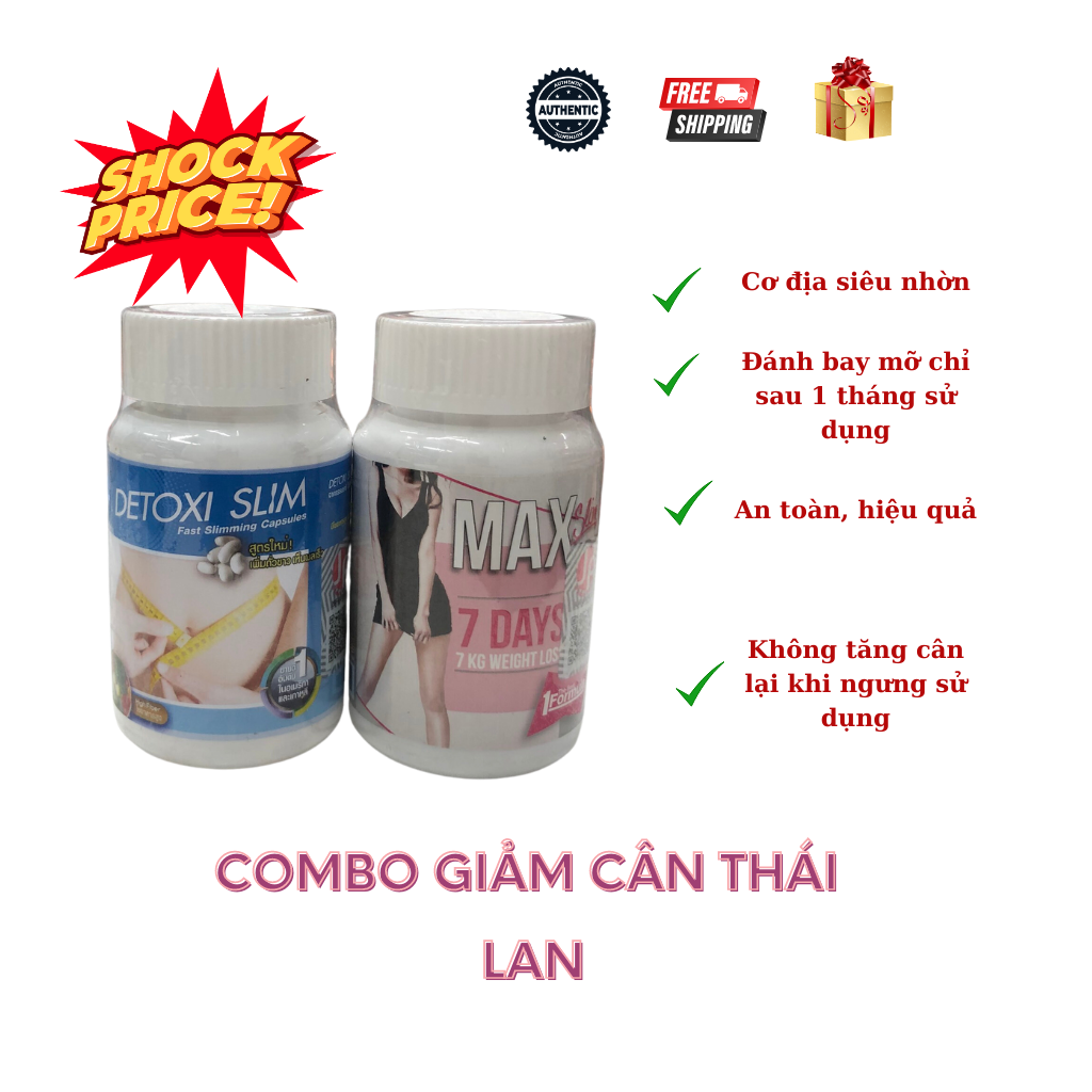 [Chính hãng] Combo đánh tan mỡ bụng, đùi Thái Lan - 7 Max day- Detoxi Slim - MÍT STORE- MỸ PHẨM GIÁ RẺ