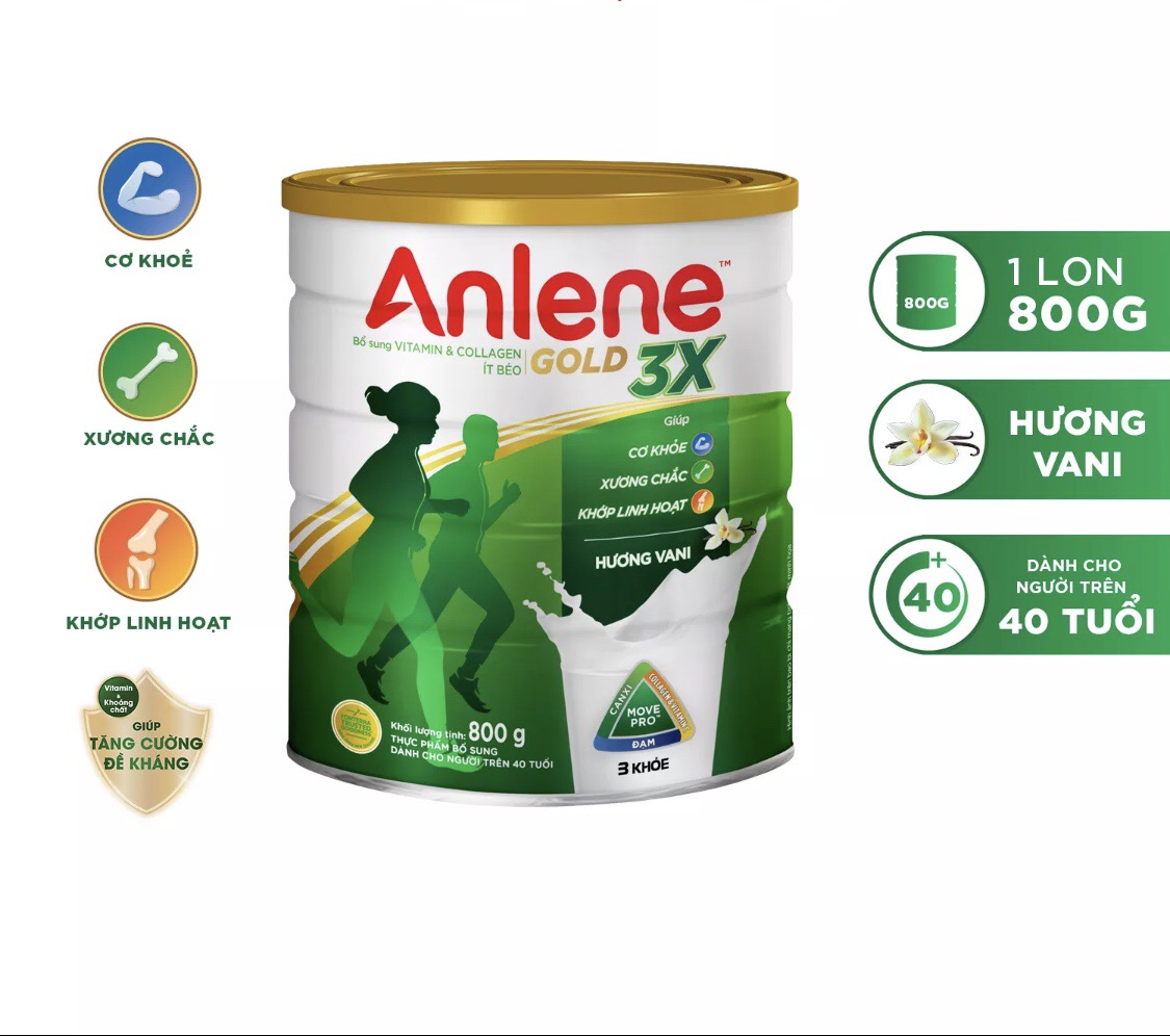 (HSD T8-2025) Sữa Bột Anlene Gold 3X Hương Vanilla - Lon 800g.