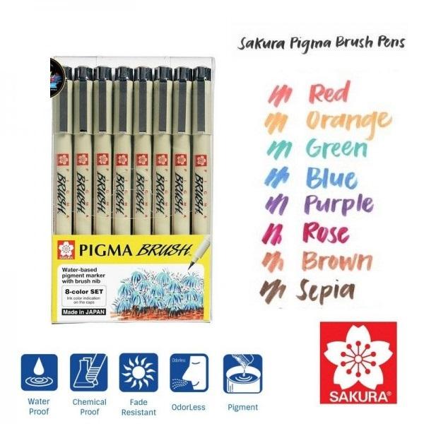 [HCM]BỘ 8 CÂY SAKURA PIGMA BRUSH FULL 8 MÀU