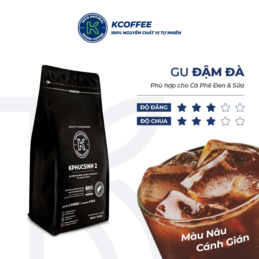 Cà phê Rang hạt Đặc sản Nguyên chất Kphucsinh 2 454g