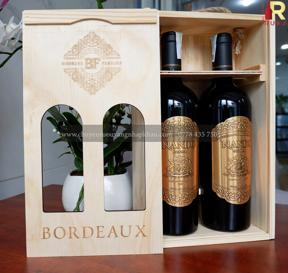 Set quà tặng doanh nghiệp 2 chai vang Chile Nando Reserva nhập khẩu - HG