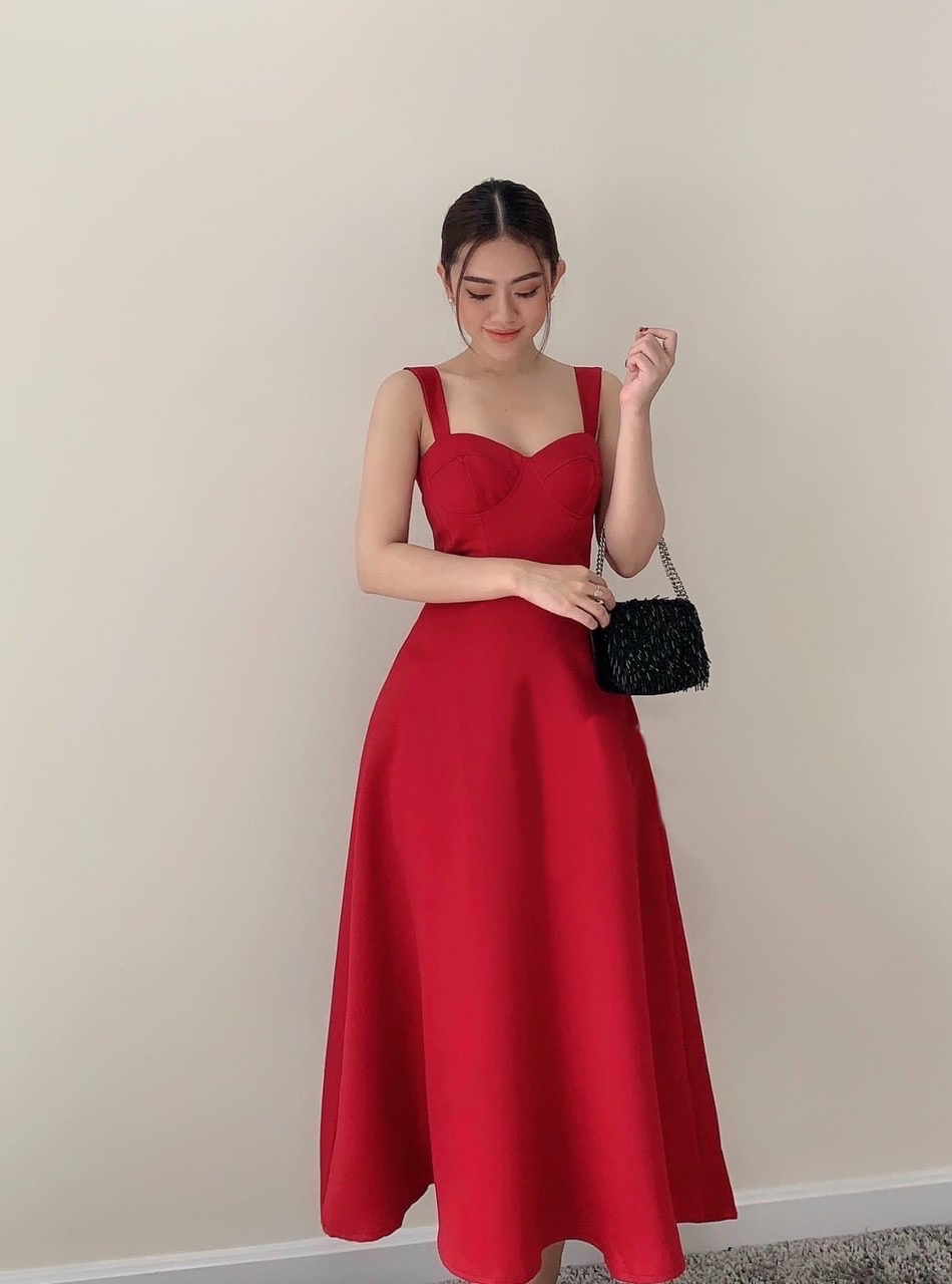 Đầm dây cúp ngực 2 màu
