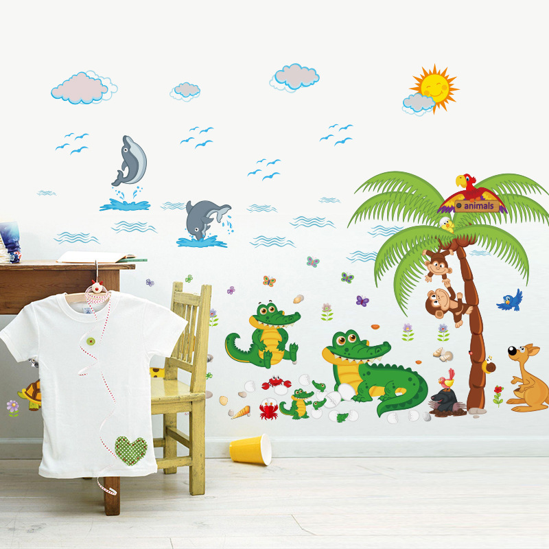 Decal dán tường ao cá sấu SK9090