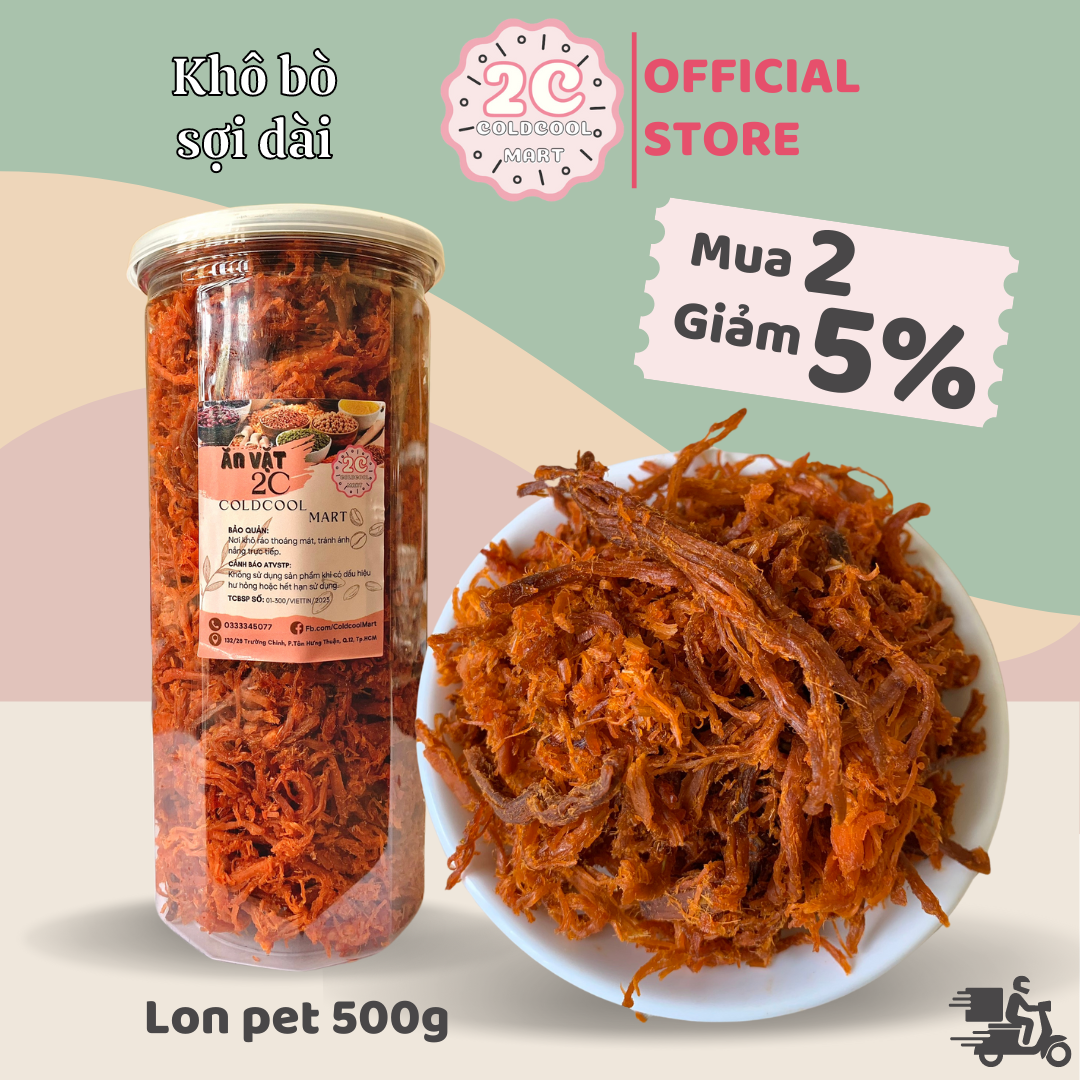 Khô Bò Xé Sợi Dài 500g 2c Mart