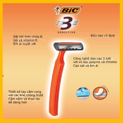 [CHÍNH HÃNG] 09 cây dao cạo râu BIC 3 lưỡi nhập khẩu