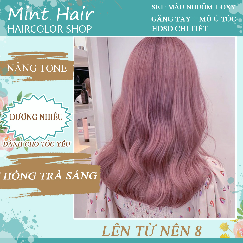 [HCM]kem nhuộm tóc thảo dược hồng trà sáng- nhuộm nền vàng sáng, bạch kim - tặng kèm oxy
