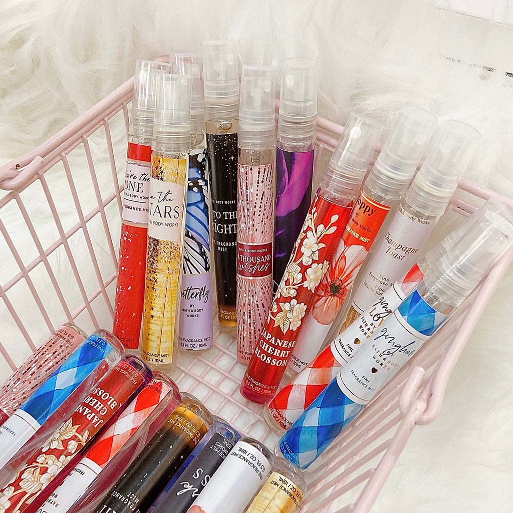 ( HÀNG MỸ ) Set 5 Chai Xịt Thơm Toàn Thân Body Mist Bath And Body Works 10ml Bath & Body Works (5 mùi ngẫu nhiên)