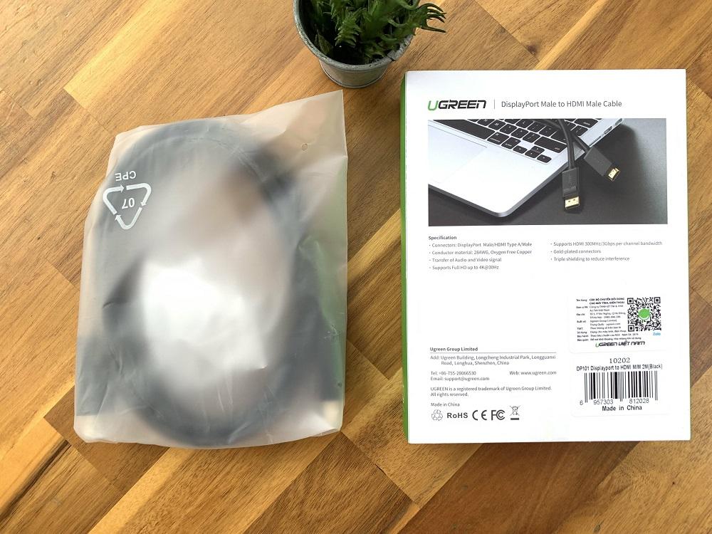 Cáp Displayport To HDMI 2M Ugreen 10202 Cao cấp