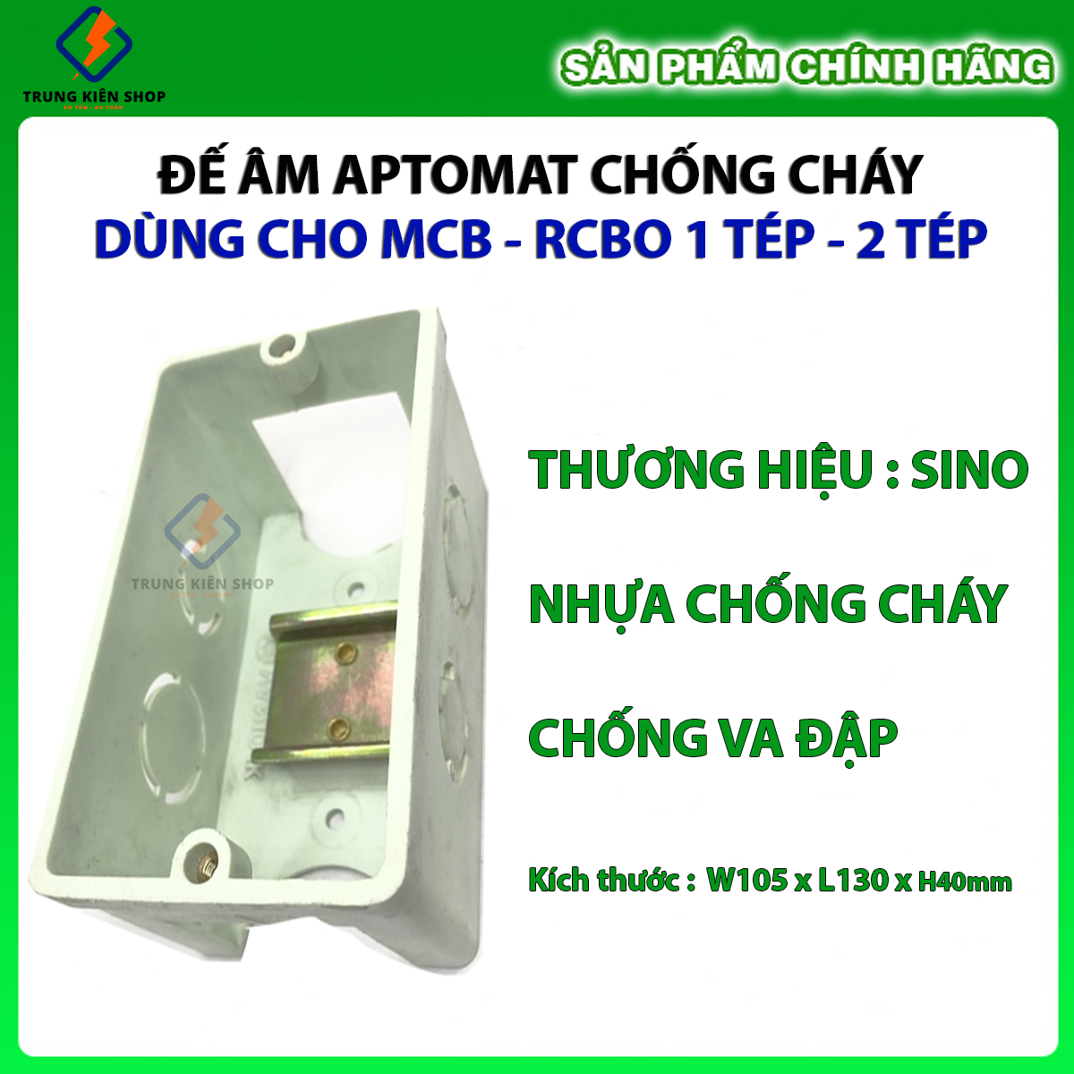 Đế âm aptomat sino - đế âm tường chống cháy cho aptomat RCBO - MCB 1 tép 2 tép