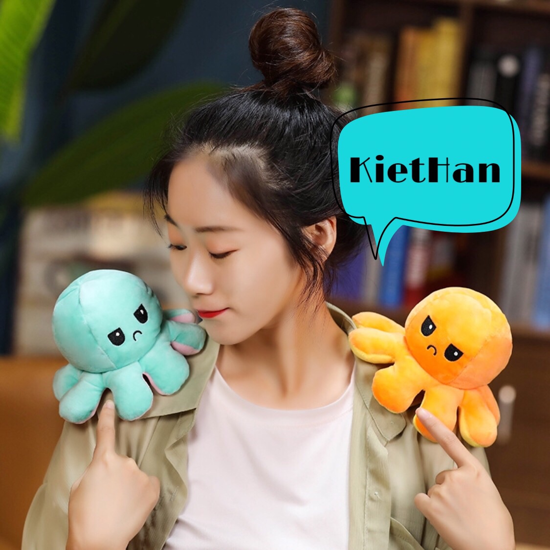 [HCM]Gối bông bạch tuột cảm xúc 2 mặt.