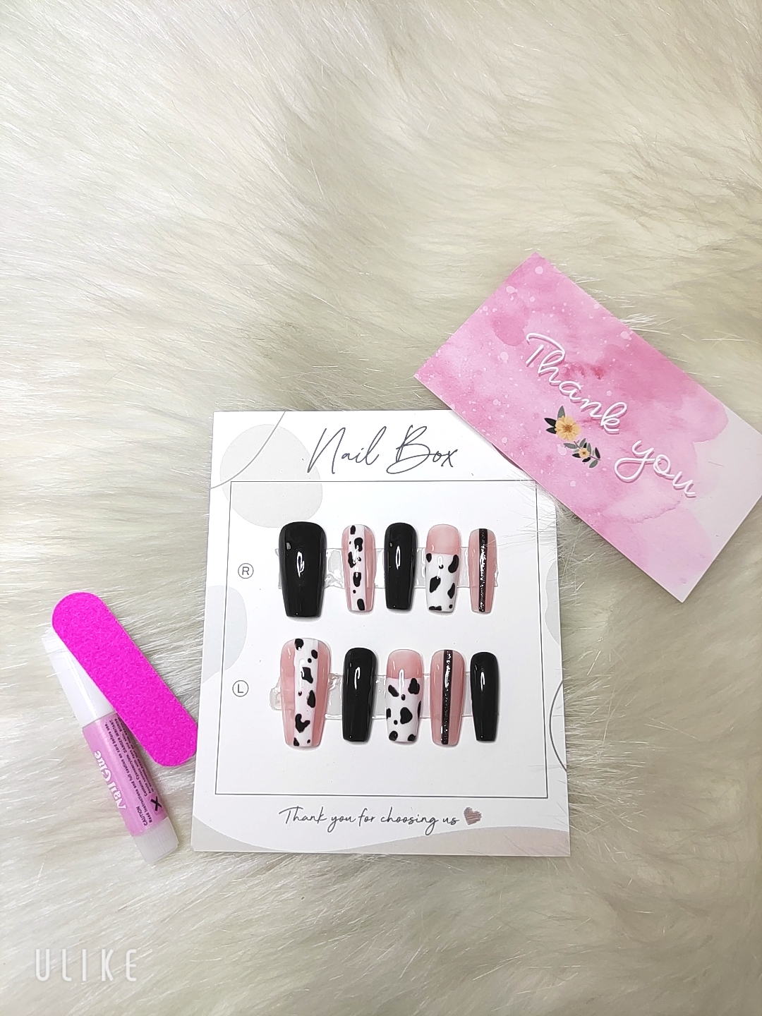 nail box móng fen bò sữa phối đen