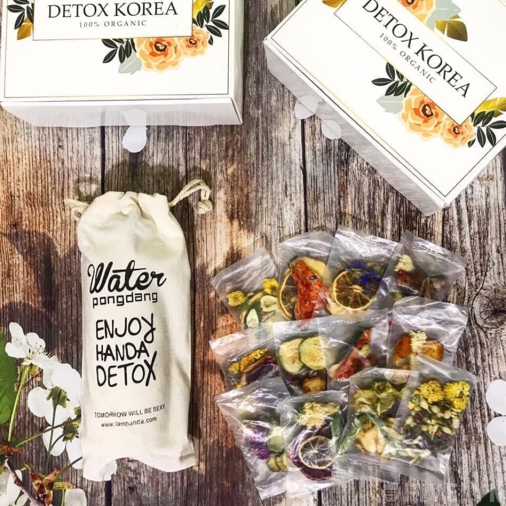 SET TRÀ DETOX HOA QUẢ SẤY LẠNH LIỆU TRÌNH 45 NGÀY (KÈM BÌNH PONGDANG 1000ML+ HỘP + TÚI VẢI)