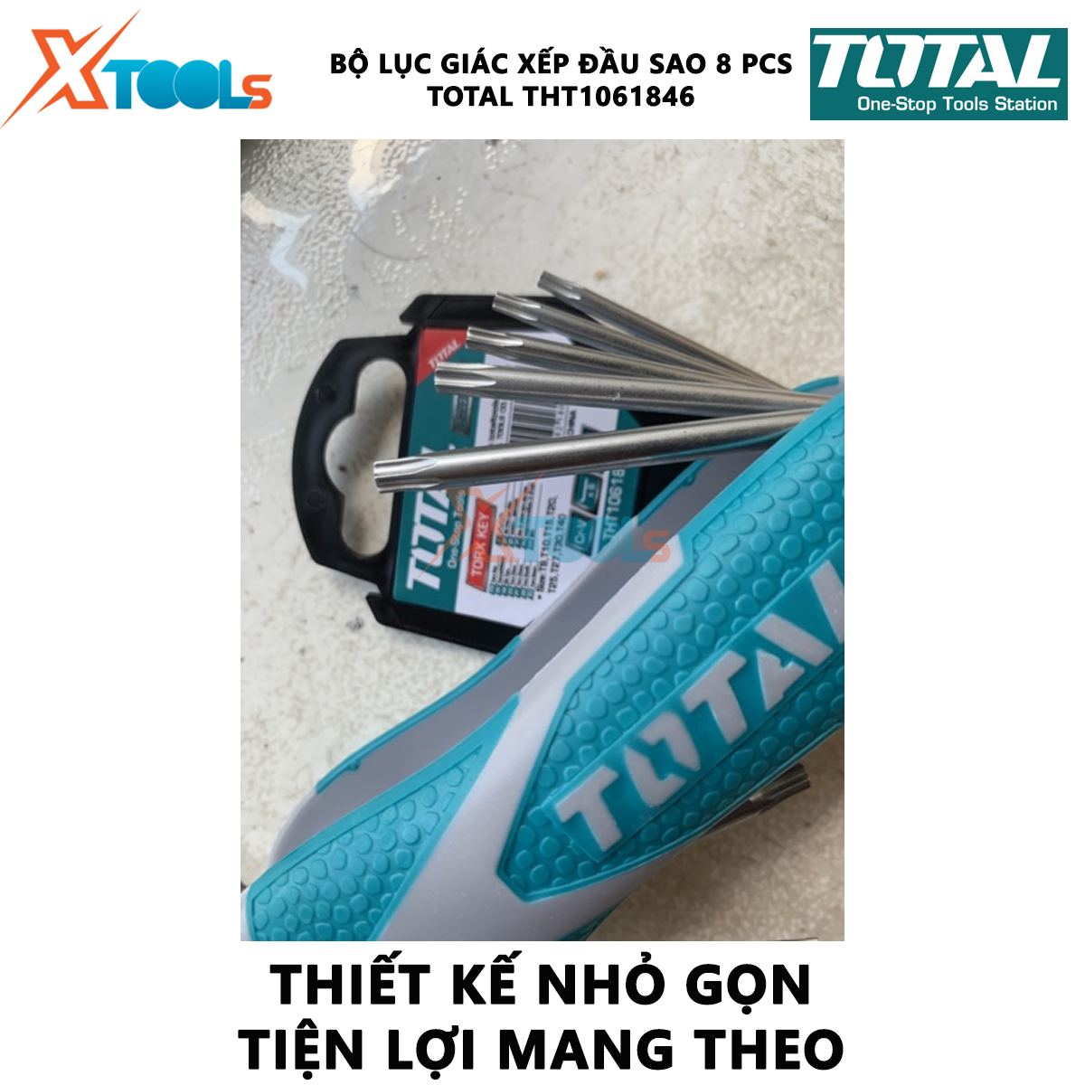 Bộ khóa lục giác xếp đầu sao 8 chi tiết Total THT1061846 | bộ 8 chìa lục giác bông kích thước 2-8mm hỗ trợ vặn mở được dễ dàng và tốn ít sức