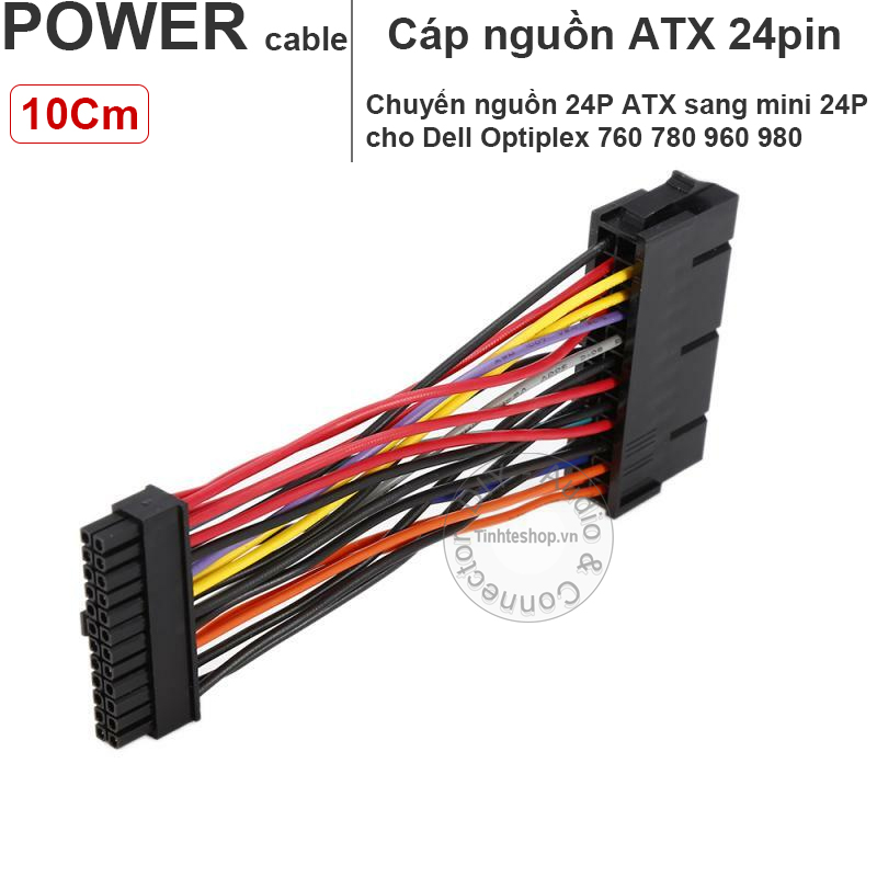 ATX PSU 24Pin Female to mini 24p Male power Cable cord For Dell 780 980 960.v.v. computer mainboard 10Cm (color full)