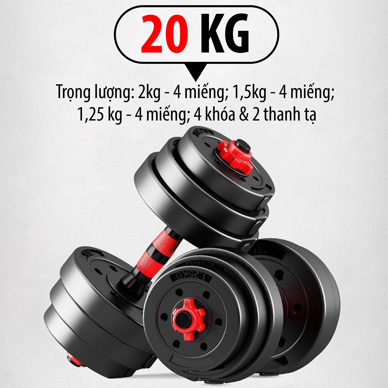 Bộ tạ DUMBELL 20KG tập tay đa năng