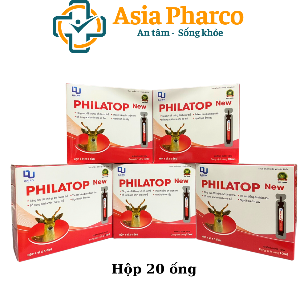 Philatop New Đại Uy ống thủy tinh, dùng cho trẻ biếng ăn chậm lớn (hộp 20 ống)