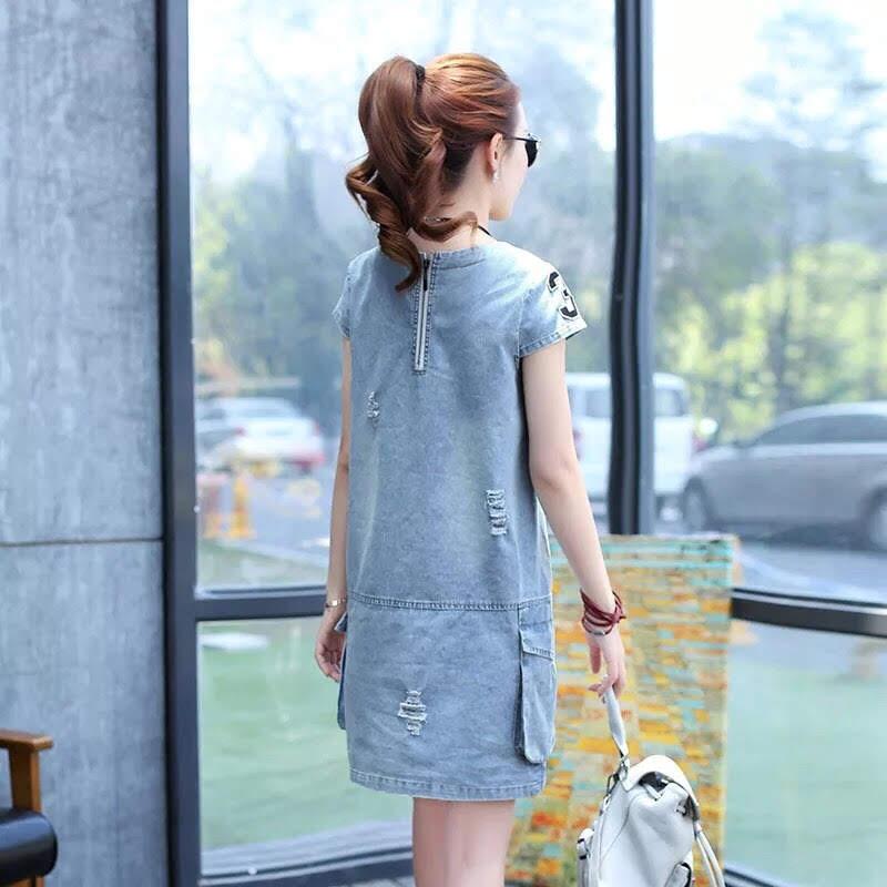 [HCM]Đầm suông jean chữ P